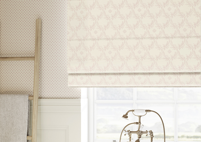 Trellis Prints, Vine and Bloom Romsey Rosies Pink - Twist&Fit Roman Blind - Image 5